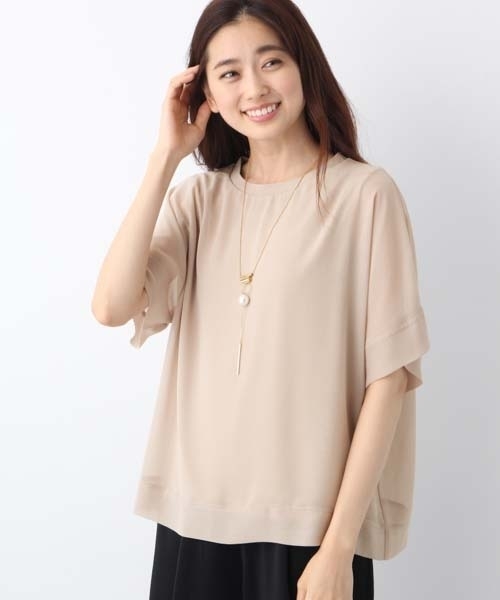 LEPSIM(レプシィム)の「ワイドフハクカサネプルオーバーSS 762021(Tシャツ/カットソー・レディース・オフホワイト/ブラック/グレイッシュベージュ/ダークネイビー・FREE)」の3枚目の写真