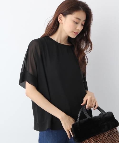 LEPSIM(レプシィム)の「ワイドフハクカサネプルオーバーSS 762021(Tシャツ/カットソー・レディース・オフホワイト/ブラック/グレイッシュベージュ/ダークネイビー・FREE)」の2枚目の写真