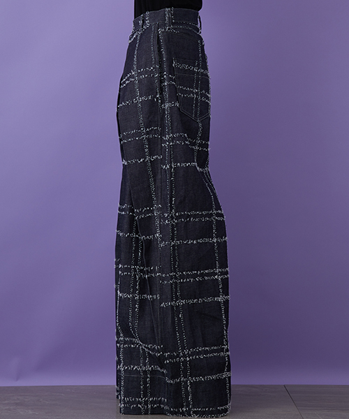 STUDIOUS（ステュディオス）の「【STUDIOUS】ニードルチェックワイドパンツ（その他パンツ・レディース・ブルー・0/1）」の3枚目の写真