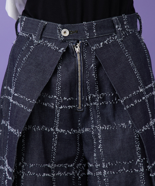 STUDIOUS（ステュディオス）の「【STUDIOUS】ニードルチェックワイドパンツ（その他パンツ・レディース・ブルー・0/1）」の5枚目の写真