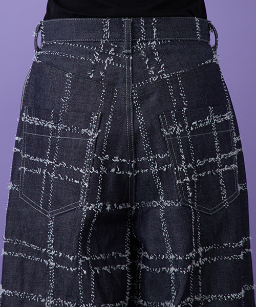 STUDIOUS（ステュディオス）の「【STUDIOUS】ニードルチェックワイドパンツ（その他パンツ・レディース・ブルー・0/1）」の7枚目の写真