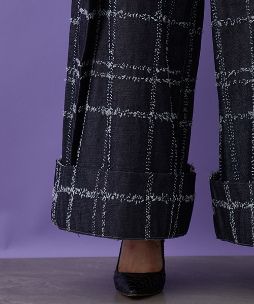 STUDIOUS（ステュディオス）の「【STUDIOUS】ニードルチェックワイドパンツ（その他パンツ・レディース・ブルー・0/1）」の8枚目の写真