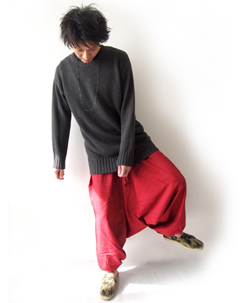 BEATJIVE（ビートジャイブ）の「イージーパンツ サルエルパンツ デザイン ワイドシルエット アラジンパンツ タイパンツ ヨガ アジアン エスニック 涼しい メンズ 夏（その他パンツ・メンズ・エメラルドブルー/ブラック/ネイビー/ブラウン/レッド/パープル系その他/カーキ・FREE）」の18枚目の写真