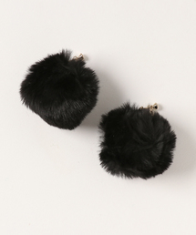 WEGO/ファーポンポンイヤリング