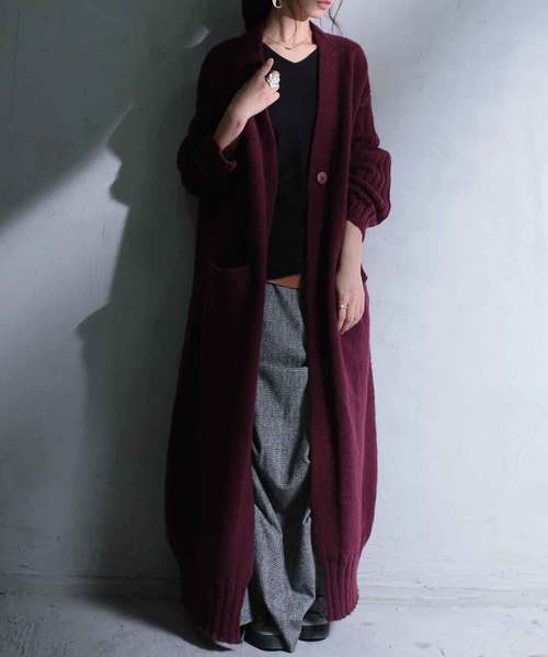 antiqua（アンティカ）の「贅沢ロングカーデ（カーディガン/ボレロ・レディース・ブラック/ベージュ/ボルドー・FREE）」の3枚目の写真