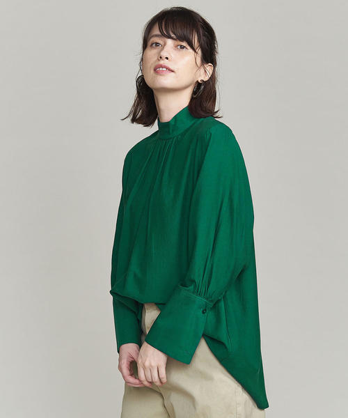 BEAUTY&YOUTH UNITED ARROWS(ビューティーアンドユースユナイテッドアローズ)の「BY ワッシャードルマンスリーブハイネックチュニック o(シャツ/ブラウス・レディース・オフホワイト/ダークブラウン/ケリー・FREE)」の3枚目の写真