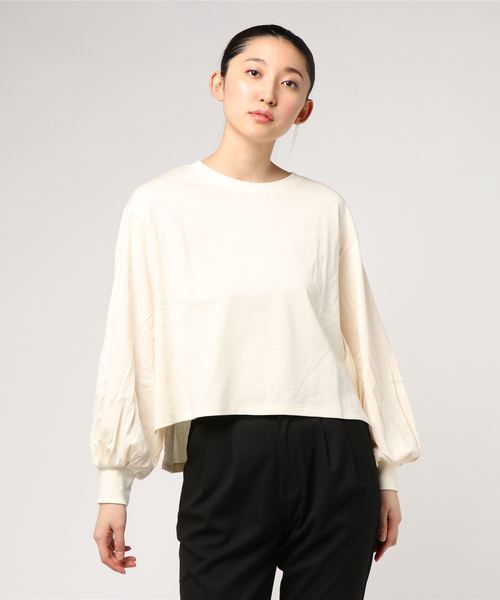 earth music&ecology(アースミュージックアンドエコロジー)の「・すきな丈ふわそでBIG T(ショート) ●(Tシャツ/カットソー・レディース・アイボリー/ブラック/チャコールグレー/レッド/パープル/ダークグリーン・FREE)」の18枚目の写真