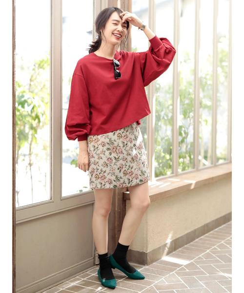 earth music&ecology(アースミュージックアンドエコロジー)の「・すきな丈ふわそでBIG T(ショート) ●(Tシャツ/カットソー・レディース・アイボリー/ブラック/チャコールグレー/レッド/パープル/ダークグリーン・FREE)」の13枚目の写真