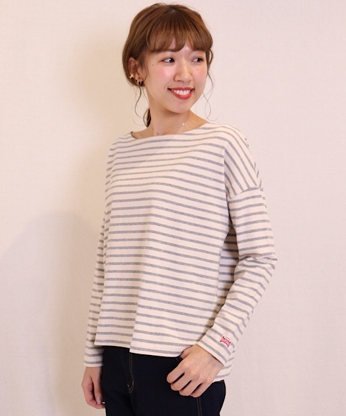 flower（フラワー）の「ヘルスニットドロップボーダー2018AW（Tシャツ/カットソー・レディース・ネイビー/グレー・FREE）」の2枚目の写真