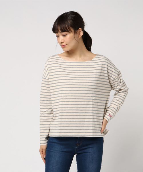 flower（フラワー）の「ヘルスニットドロップボーダー2018AW（Tシャツ/カットソー・レディース・ネイビー/グレー・FREE）」の5枚目の写真