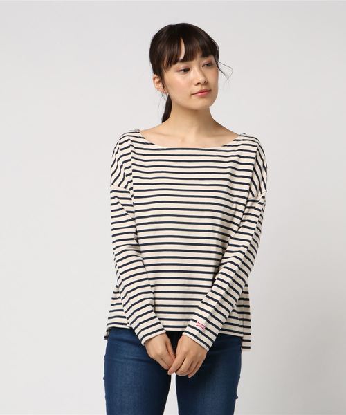 flower（フラワー）の「ヘルスニットドロップボーダー2018AW（Tシャツ/カットソー・レディース・ネイビー/グレー・FREE）」の6枚目の写真