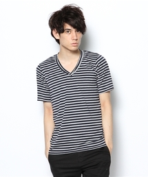 【MANGROVE】 VネックボーダーTシャツ