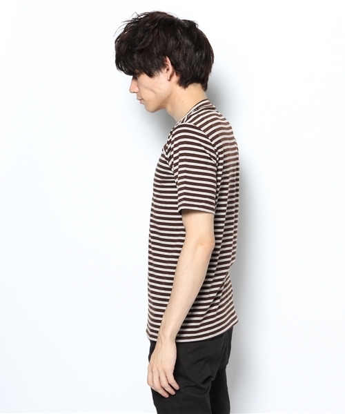 CASPER JOHN(キャスパージョン)の「【MANGROVE】 VネックボーダーTシャツ(Tシャツ/カットソー・メンズ・ネイビー/ブラウン系その他/グリーン系その他/ブラック×グレー・LARGE/MEDIUM/SMALL)」の6枚目の写真