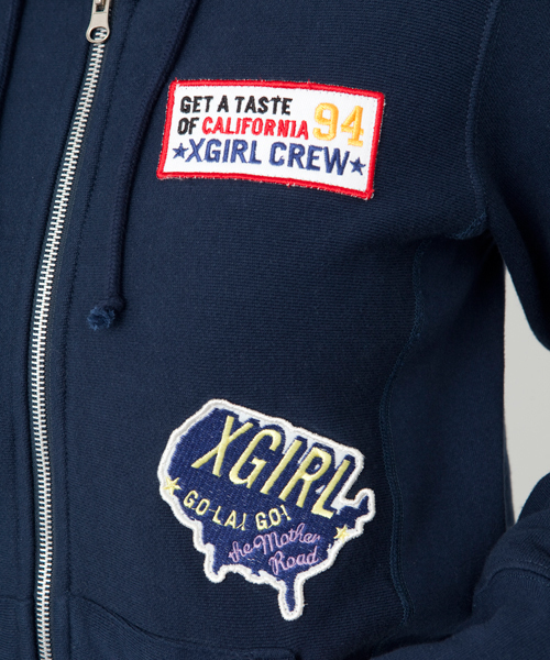 X-girl（エックスガール）の「X-girl×CHAMPION REVERSE WEAVE ZIP HOODIE（パーカー・レディース・ブラック/アッシュグレー/レッド/ネイビー・1/2）」の8枚目の写真