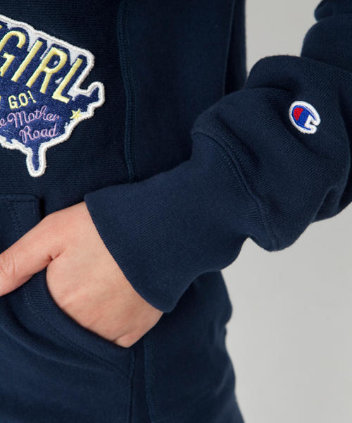 X-girl（エックスガール）の「X-girl×CHAMPION REVERSE WEAVE ZIP HOODIE（パーカー・レディース・ブラック/アッシュグレー/レッド/ネイビー・1/2）」の10枚目の写真
