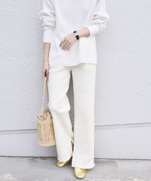 SHIPS（シップス）の「ジャージーテレコパンツ◇（その他パンツ・レディース・オフホワイト/ブラック/ネイビー・ONE SIZE）」の4枚目の写真