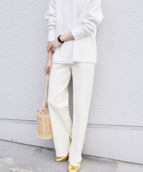 SHIPS（シップス）の「ジャージーテレコパンツ◇（その他パンツ・レディース・オフホワイト/ブラック/ネイビー・ONE SIZE）」の5枚目の写真