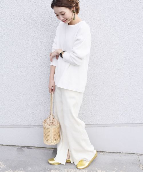 SHIPS（シップス）の「ジャージーテレコパンツ◇（その他パンツ・レディース・オフホワイト/ブラック/ネイビー・ONE SIZE）」の6枚目の写真