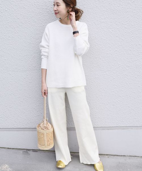 SHIPS（シップス）の「ジャージーテレコパンツ◇（その他パンツ・レディース・オフホワイト/ブラック/ネイビー・ONE SIZE）」の7枚目の写真