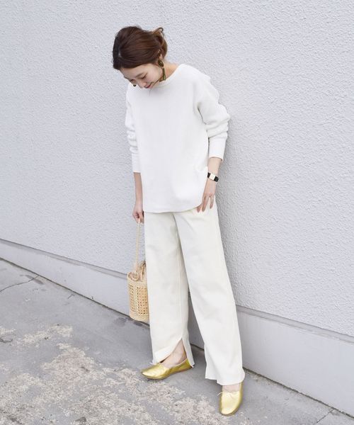 SHIPS（シップス）の「ジャージーテレコパンツ◇（その他パンツ・レディース・オフホワイト/ブラック/ネイビー・ONE SIZE）」の8枚目の写真