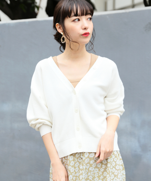 LOWRYS FARM（ローリーズファーム）の「ガーターショートカーディガン　821084（カーディガン/ボレロ・レディース・ブラック/ベージュ/オフホワイト/イエロー/ピンク・FREE）」の2枚目の写真