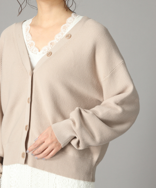 LOWRYS FARM（ローリーズファーム）の「ガーターショートカーディガン　821084（カーディガン/ボレロ・レディース・ブラック/ベージュ/オフホワイト/イエロー/ピンク・FREE）」の16枚目の写真