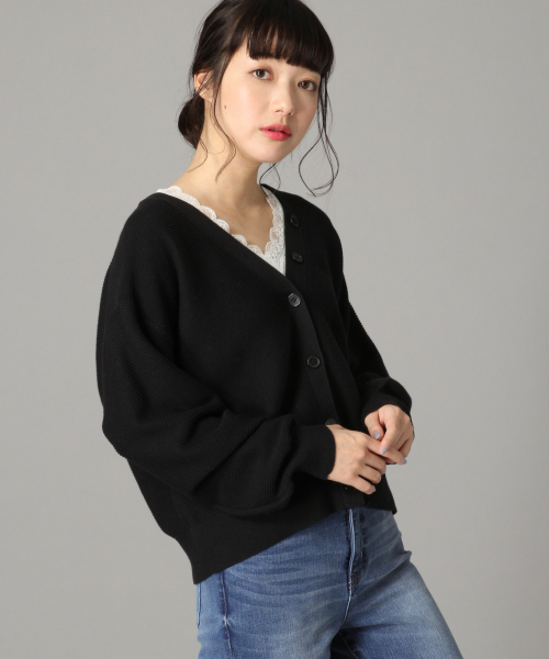 LOWRYS FARM（ローリーズファーム）の「ガーターショートカーディガン　821084（カーディガン/ボレロ・レディース・ブラック/ベージュ/オフホワイト/イエロー/ピンク・FREE）」の9枚目の写真