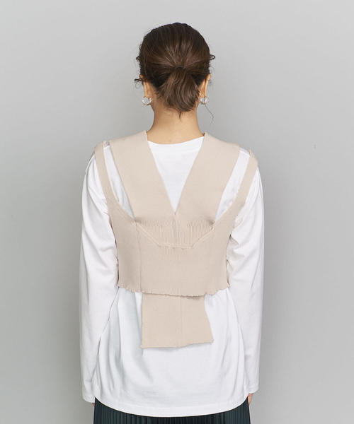 TAN(タン)の「<TAN>レイヤードニットキャミソール(ニット/セーター・レディース・ベージュ/ブラック・FREE)」の3枚目の写真