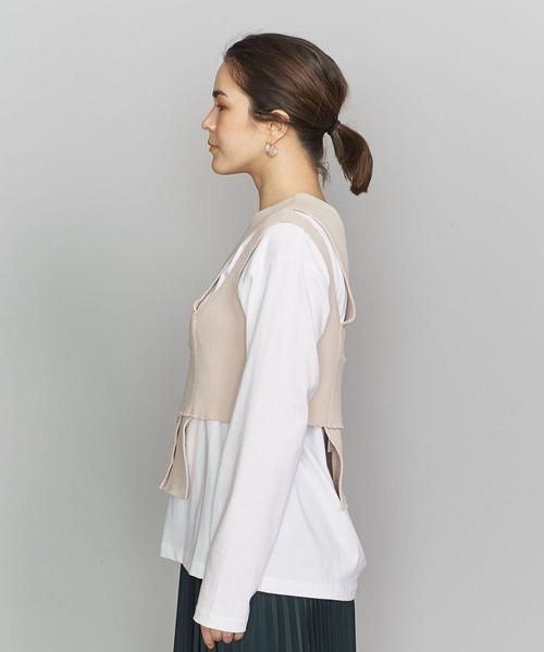 TAN(タン)の「<TAN>レイヤードニットキャミソール(ニット/セーター・レディース・ベージュ/ブラック・FREE)」の5枚目の写真