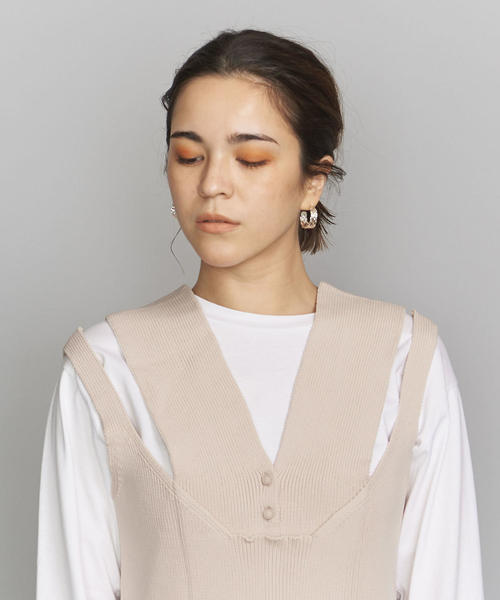 TAN(タン)の「<TAN>レイヤードニットキャミソール(ニット/セーター・レディース・ベージュ/ブラック・FREE)」の7枚目の写真