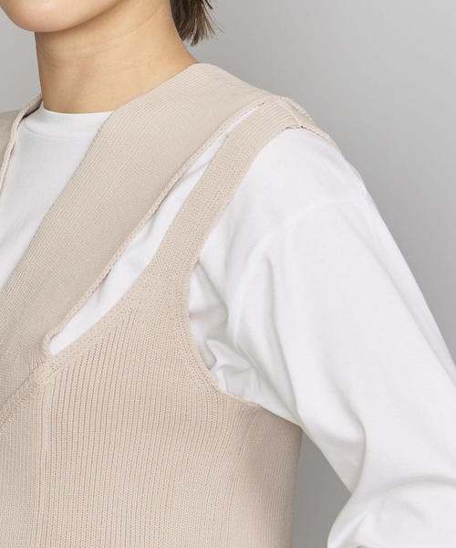 TAN(タン)の「<TAN>レイヤードニットキャミソール(ニット/セーター・レディース・ベージュ/ブラック・FREE)」の8枚目の写真