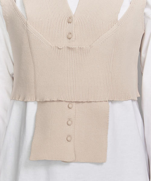 TAN(タン)の「<TAN>レイヤードニットキャミソール(ニット/セーター・レディース・ベージュ/ブラック・FREE)」の9枚目の写真