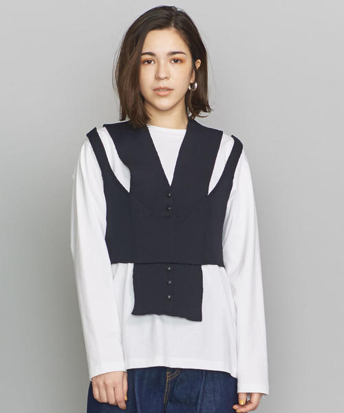 TAN(タン)の「<TAN>レイヤードニットキャミソール(ニット/セーター・レディース・ベージュ/ブラック・FREE)」の11枚目の写真