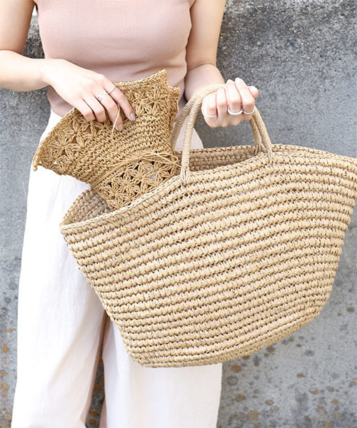 coca(coca)(コカ)の「透かしレース編みツバ広ストローハット(ハット・レディース・ベージュ・ONE SIZE)」の10枚目の写真