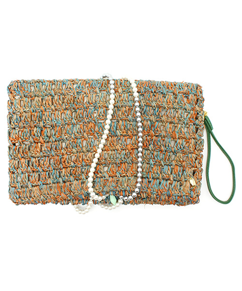 And A（アンドエー）の「ラフィアクラッチ (LE VERNIS)（クラッチバッグ・レディース・ピンク/オレンジ・FREE）」の2枚目の写真