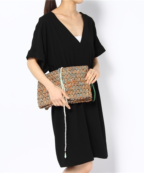 And A（アンドエー）の「ラフィアクラッチ (LE VERNIS)（クラッチバッグ・レディース・ピンク/オレンジ・FREE）」の6枚目の写真