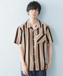 ポリトロマルチストライププリントオープンカラーシャツ(1/2 sleeve)