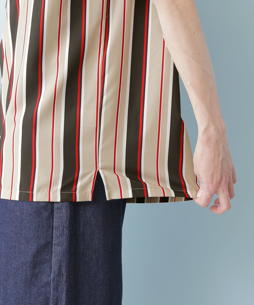 MONO-MART(モノマート)の「ポリトロマルチストライププリントオープンカラーシャツ(1/2 sleeve)(シャツ/ブラウス・メンズ・ブラック/オフホワイト/ブルー/キャメル・M/L)」の14枚目の写真