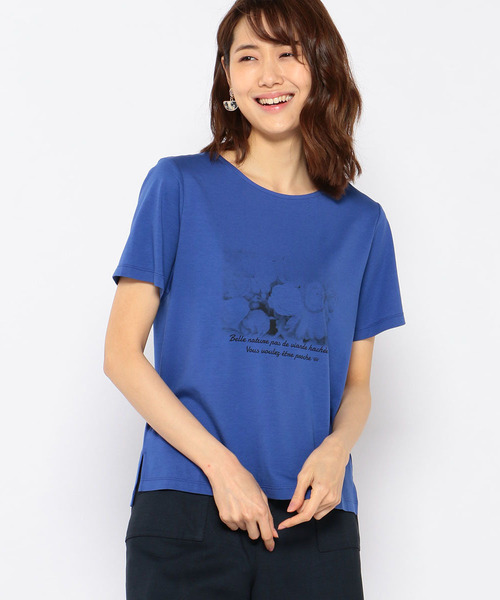 Petit Honfleur（プチオンフルール）の「プリントTシャツ（Tシャツ/カットソー・レディース・ホワイト/ブラック/ネイビー/ブルー・M size/L size）」の4枚目の写真