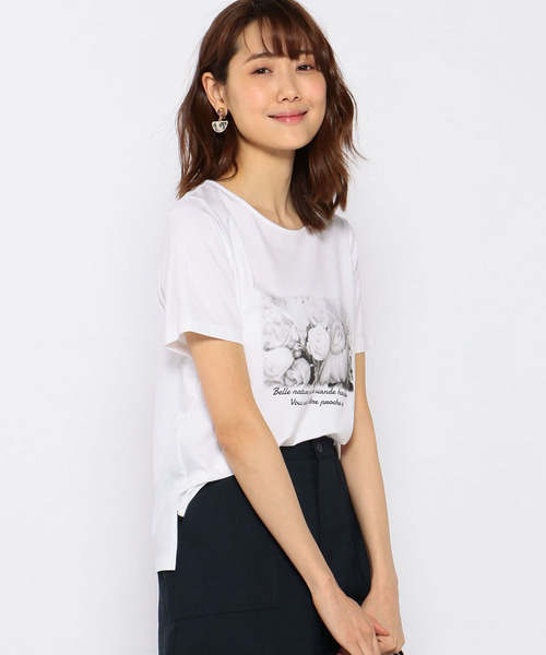 Petit Honfleur（プチオンフルール）の「プリントTシャツ（Tシャツ/カットソー・レディース・ホワイト/ブラック/ネイビー/ブルー・M size/L size）」の15枚目の写真