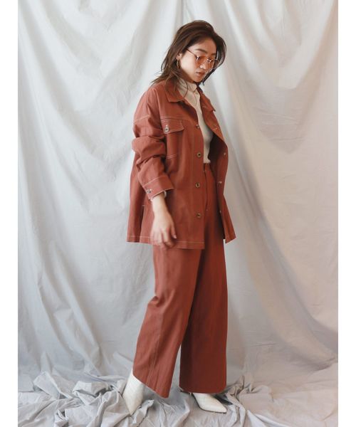 Ungrid（アングリッド）の「ステッチデザインブルゾン（ブルゾン・レディース・アイボリー/ブラウン・FREE）」の3枚目の写真