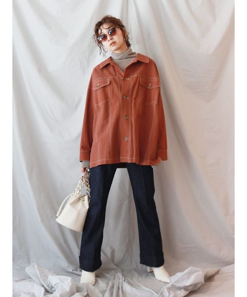 Ungrid（アングリッド）の「ステッチデザインブルゾン（ブルゾン・レディース・アイボリー/ブラウン・FREE）」の9枚目の写真