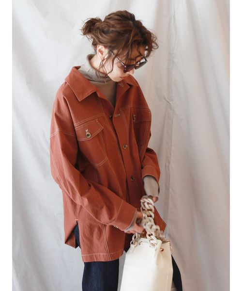 Ungrid（アングリッド）の「ステッチデザインブルゾン（ブルゾン・レディース・アイボリー/ブラウン・FREE）」の10枚目の写真