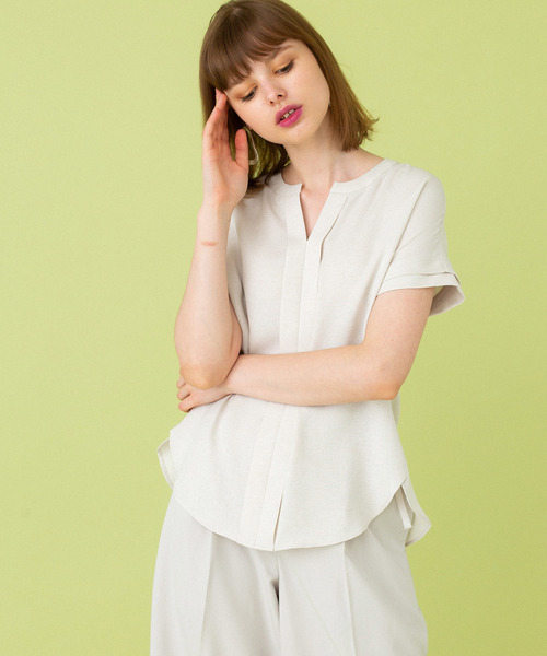 UNITED TOKYO（ユナイテッドトウキョウ）の「麻調スキッパーブラウス（シャツ/ブラウス・レディース・ブラック/アイボリー/ブラウン/ピンク/ブルー・1）」の20枚目の写真