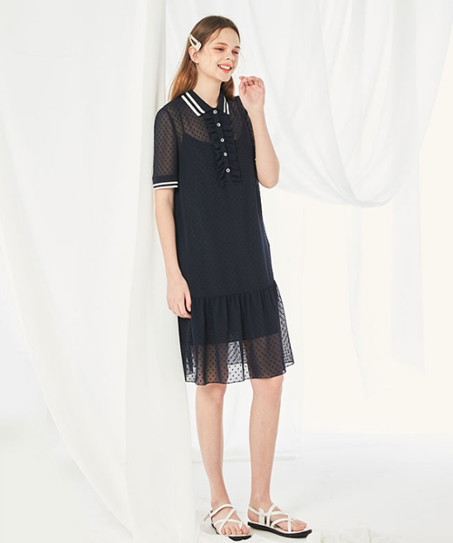 DEBB（デップ）の「[DEBB] シフォンポロシャツワンピース（ワンピース）」 - WEAR