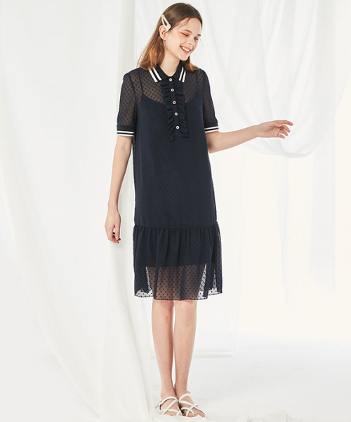 DEBB（デップ）の「[DEBB] シフォンポロシャツワンピース（ワンピース）」 - WEAR