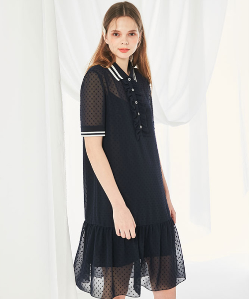 DEBB（デップ）の「[DEBB] シフォンポロシャツワンピース（ワンピース）」 - WEAR