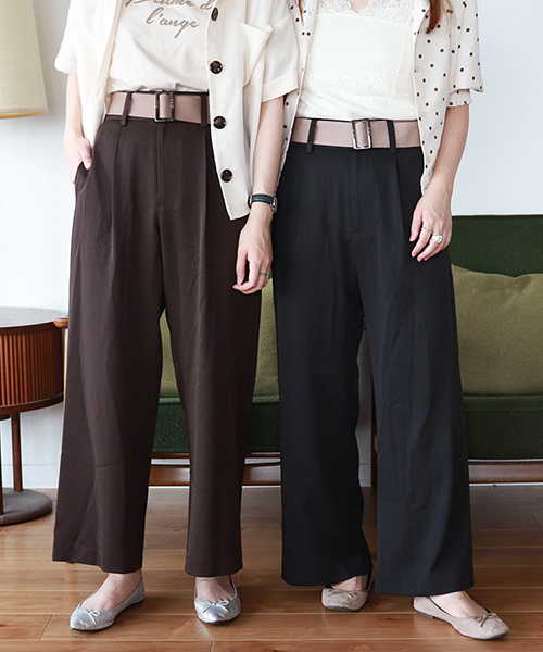 PairPair（ペアペア）の「ベルト付きハイウエストワイドパンツ（その他パンツ・レディース・ブラック/ダークブラウン/ベージュ・FREE）」の3枚目の写真