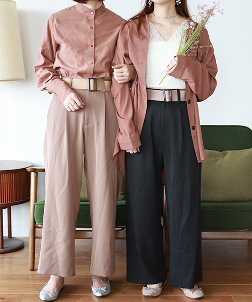 PairPair（ペアペア）の「ベルト付きハイウエストワイドパンツ（その他パンツ・レディース・ブラック/ダークブラウン/ベージュ・FREE）」の5枚目の写真