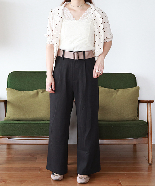 PairPair（ペアペア）の「ベルト付きハイウエストワイドパンツ（その他パンツ・レディース・ブラック/ダークブラウン/ベージュ・FREE）」の7枚目の写真